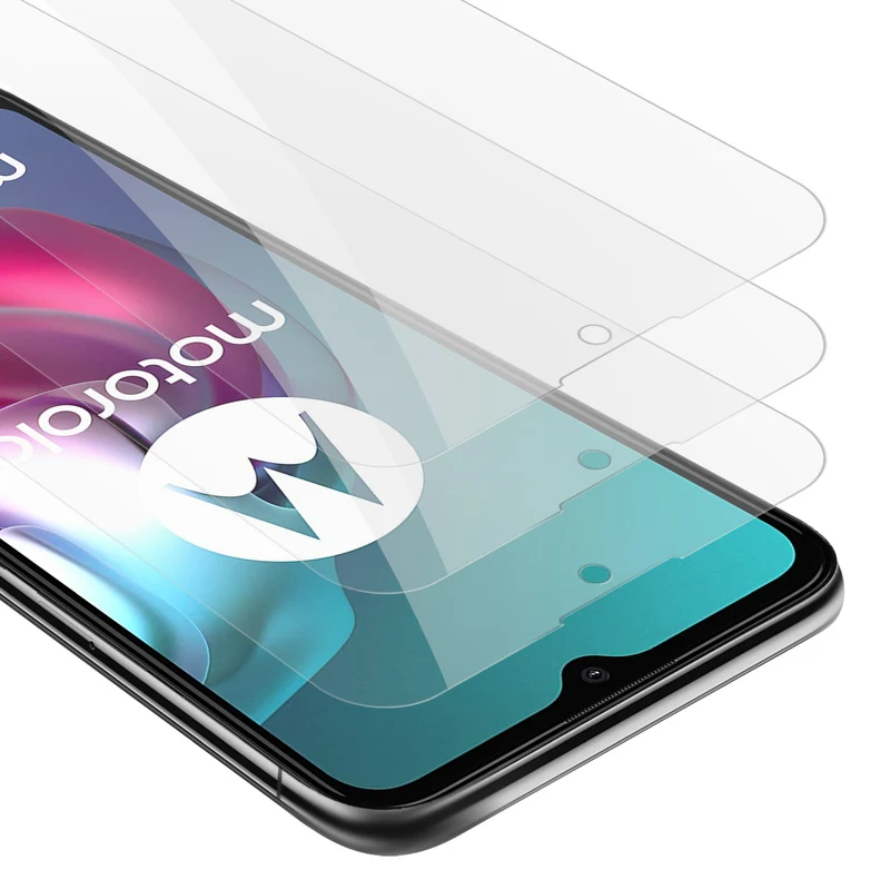 Cadorabo 3x Panzer Folie kompatibel mit Motorola MOTO G10 / G30 - Schutzfolie 3er Pack Gehärtetes (Tempered) Display-Schutzglas in 9H Härte mit 3D Touch Kompatibilität