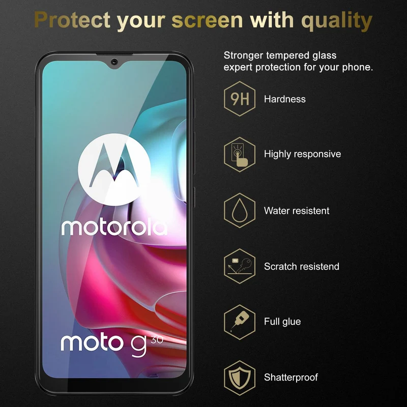 Cadorabo 3x Panzer Folie kompatibel mit Motorola MOTO G10 / G30 - Schutzfolie 3er Pack Gehärtetes (Tempered) Display-Schutzglas in 9H Härte mit 3D Touch Kompatibilität
