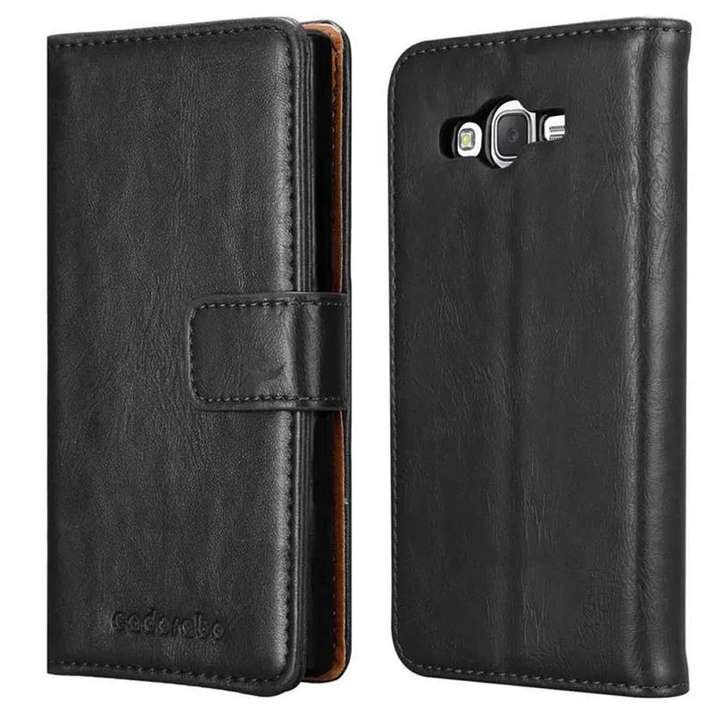 Cadorabo Hülle kompatibel mit Samsung Galaxy J7 2015 Schutzhülle mit Magnetverschluss, Standfunktion und Kartenfach