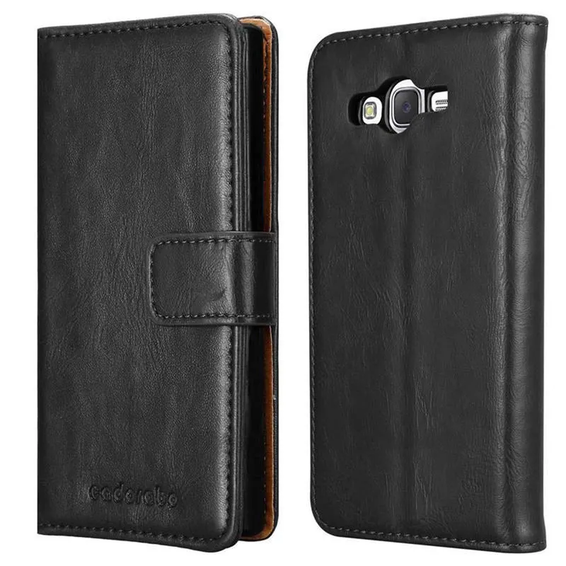 Cadorabo Hülle kompatibel mit Samsung Galaxy J7 2015 Schutzhülle mit Magnetverschluss, Standfunktion und Kartenfach