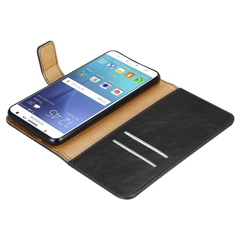 Cadorabo Hülle kompatibel mit Samsung Galaxy J7 2015 Schutzhülle mit Magnetverschluss, Standfunktion und Kartenfach