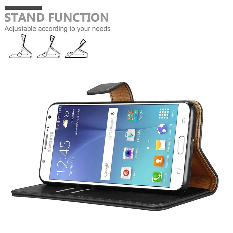 Cadorabo Hülle kompatibel mit Samsung Galaxy J7 2015 Schutzhülle mit Magnetverschluss, Standfunktion und Kartenfach