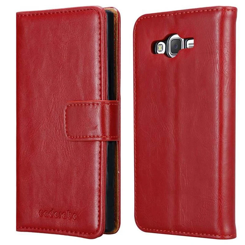 Cadorabo Hülle kompatibel mit Samsung Galaxy J7 2015 Schutzhülle mit Magnetverschluss, Standfunktion und Kartenfach