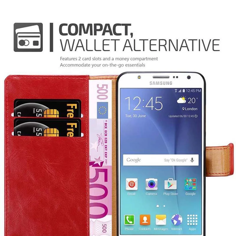 Cadorabo Hülle kompatibel mit Samsung Galaxy J7 2015 Schutzhülle mit Magnetverschluss, Standfunktion und Kartenfach