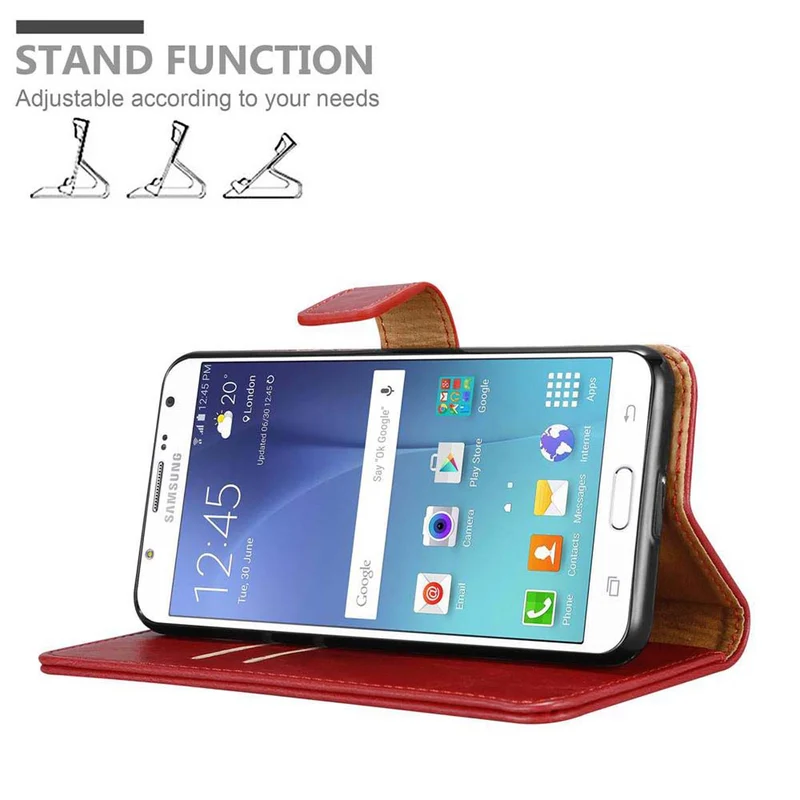 Cadorabo Hülle kompatibel mit Samsung Galaxy J7 2015 Schutzhülle mit Magnetverschluss, Standfunktion und Kartenfach