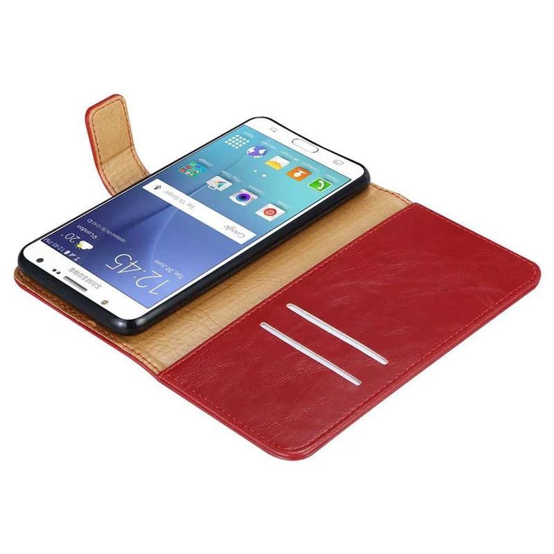 Cadorabo Hülle kompatibel mit Samsung Galaxy J7 2015 Schutzhülle mit Magnetverschluss, Standfunktion und Kartenfach