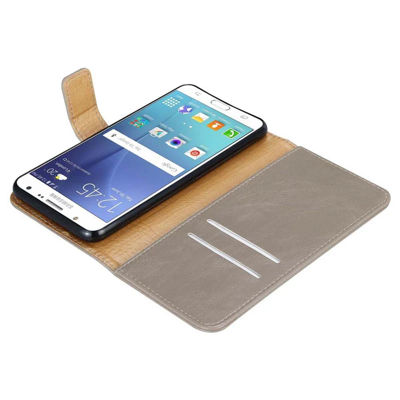 Cadorabo Hülle kompatibel mit Samsung Galaxy J7 2015 Schutzhülle mit Magnetverschluss, Standfunktion und Kartenfach