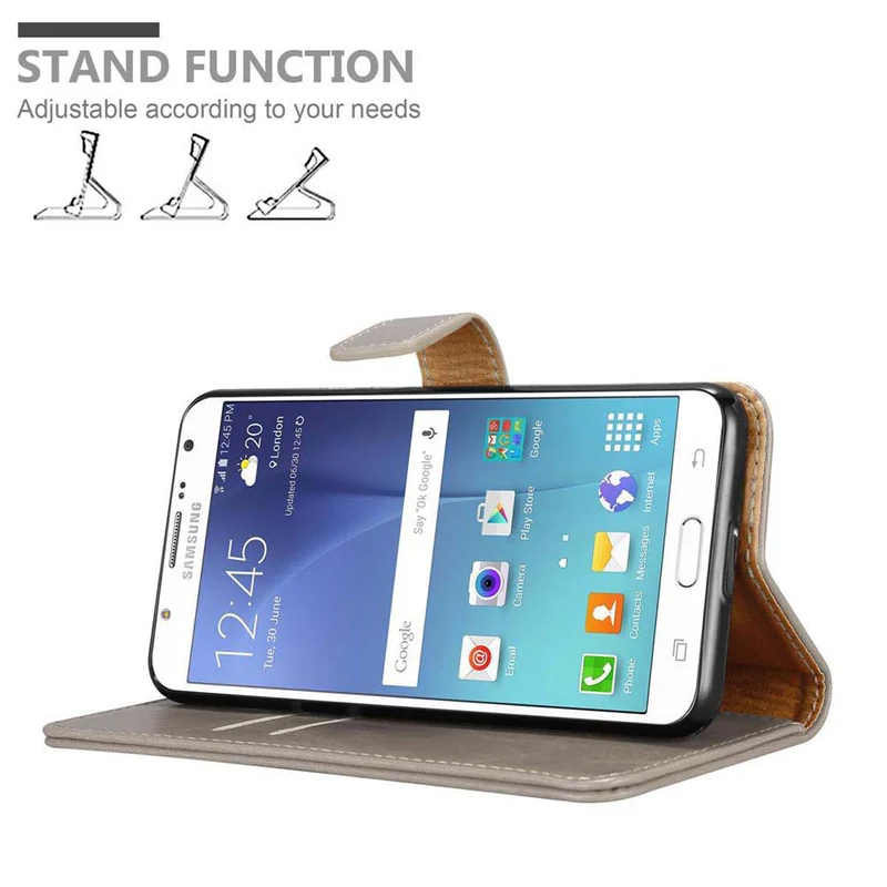 Cadorabo Hülle kompatibel mit Samsung Galaxy J7 2015 Schutzhülle mit Magnetverschluss, Standfunktion und Kartenfach