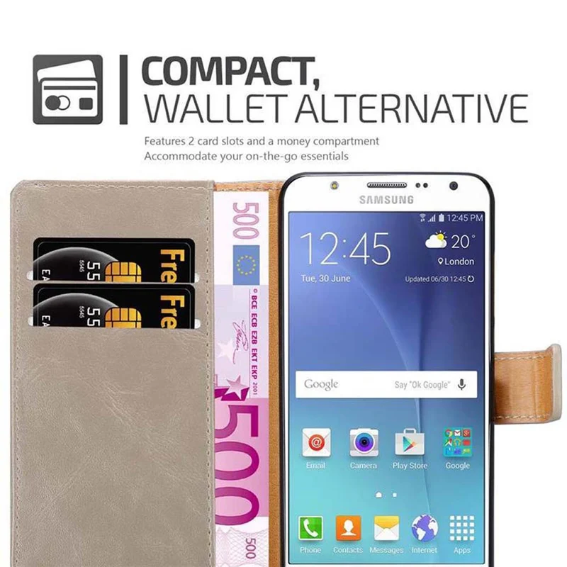 Cadorabo Hülle kompatibel mit Samsung Galaxy J7 2015 Schutzhülle mit Magnetverschluss, Standfunktion und Kartenfach