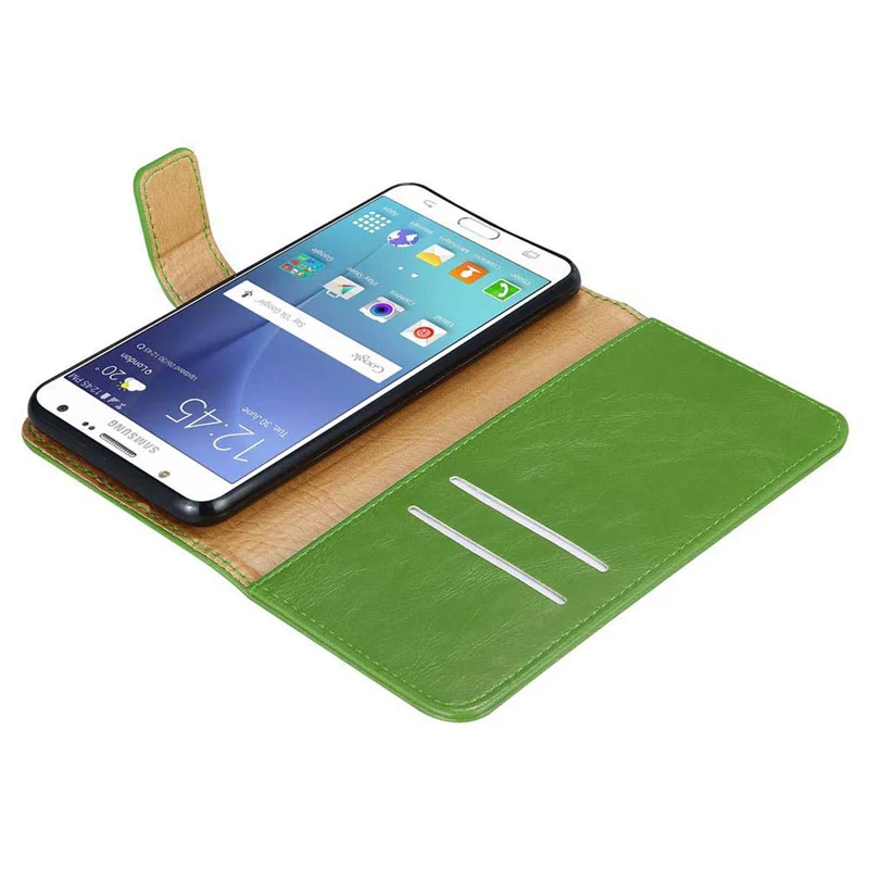 Cadorabo Hülle kompatibel mit Samsung Galaxy J7 2015 Schutzhülle mit Magnetverschluss, Standfunktion und Kartenfach