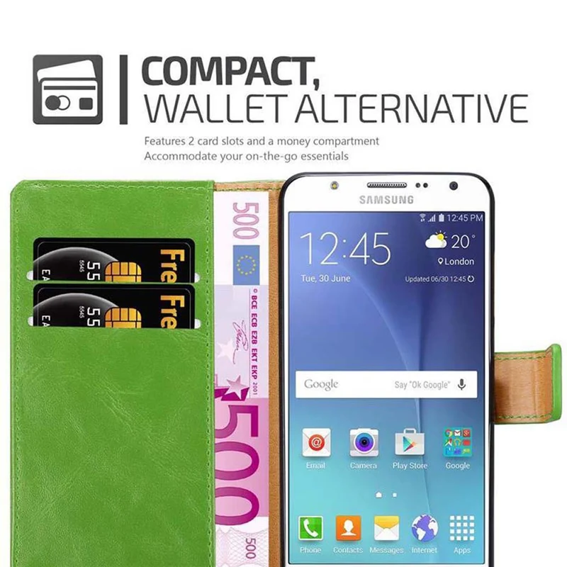 Cadorabo Hülle kompatibel mit Samsung Galaxy J7 2015 Schutzhülle mit Magnetverschluss, Standfunktion und Kartenfach