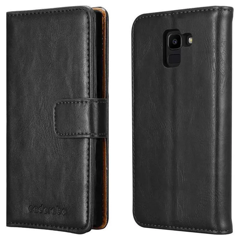 Cadorabo Hülle kompatibel mit Samsung Galaxy J6 2018 Schutzhülle mit Magnetverschluss, Standfunktion und Kartenfach