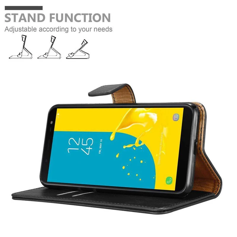 Cadorabo Hülle kompatibel mit Samsung Galaxy J6 2018 Schutzhülle mit Magnetverschluss, Standfunktion und Kartenfach