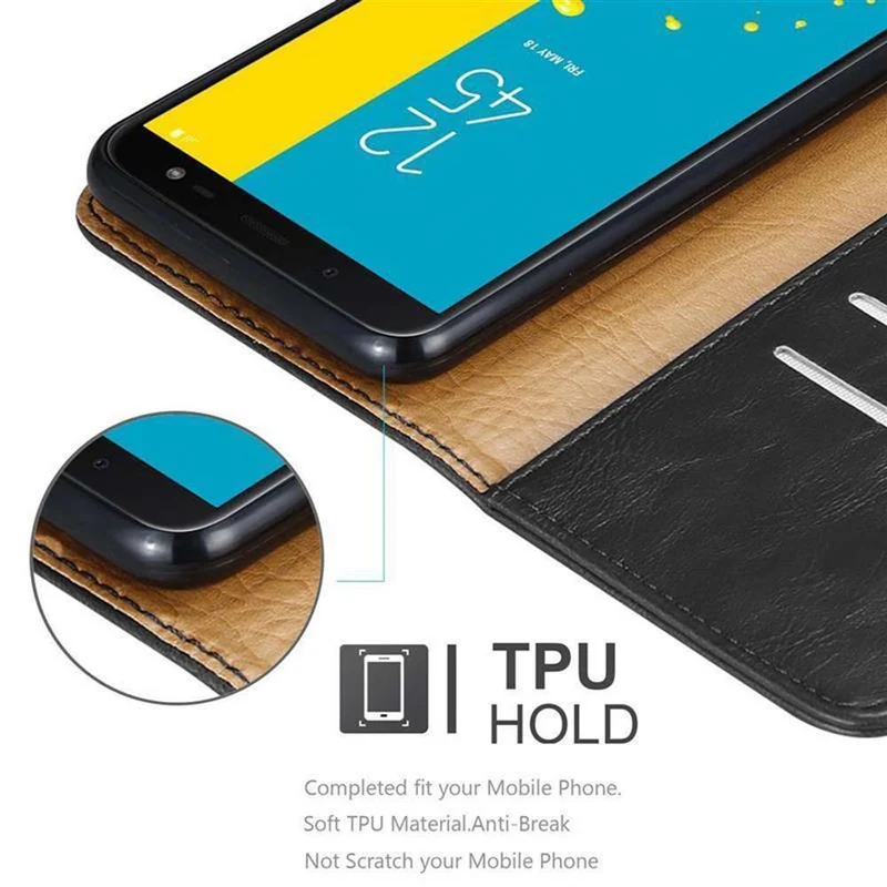 Cadorabo Hülle kompatibel mit Samsung Galaxy J6 2018 Schutzhülle mit Magnetverschluss, Standfunktion und Kartenfach