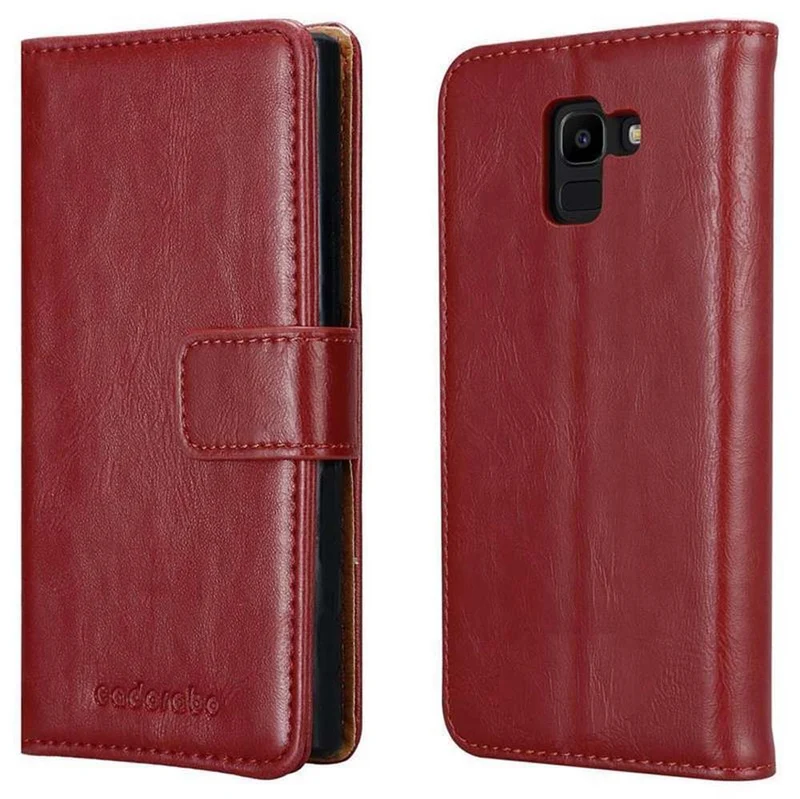 Cadorabo Hülle kompatibel mit Samsung Galaxy J6 2018 Schutzhülle mit Magnetverschluss, Standfunktion und Kartenfach