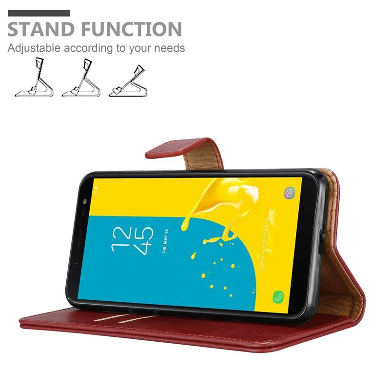 Cadorabo Hülle kompatibel mit Samsung Galaxy J6 2018 Schutzhülle mit Magnetverschluss, Standfunktion und Kartenfach