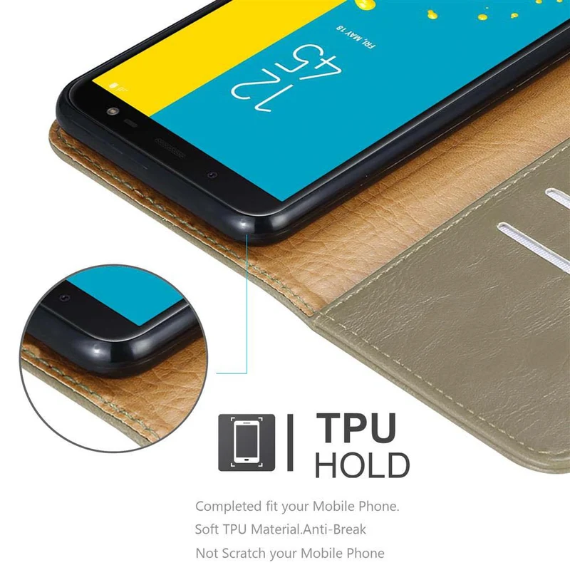 Cadorabo Hülle kompatibel mit Samsung Galaxy J6 2018 Schutzhülle mit Magnetverschluss, Standfunktion und Kartenfach