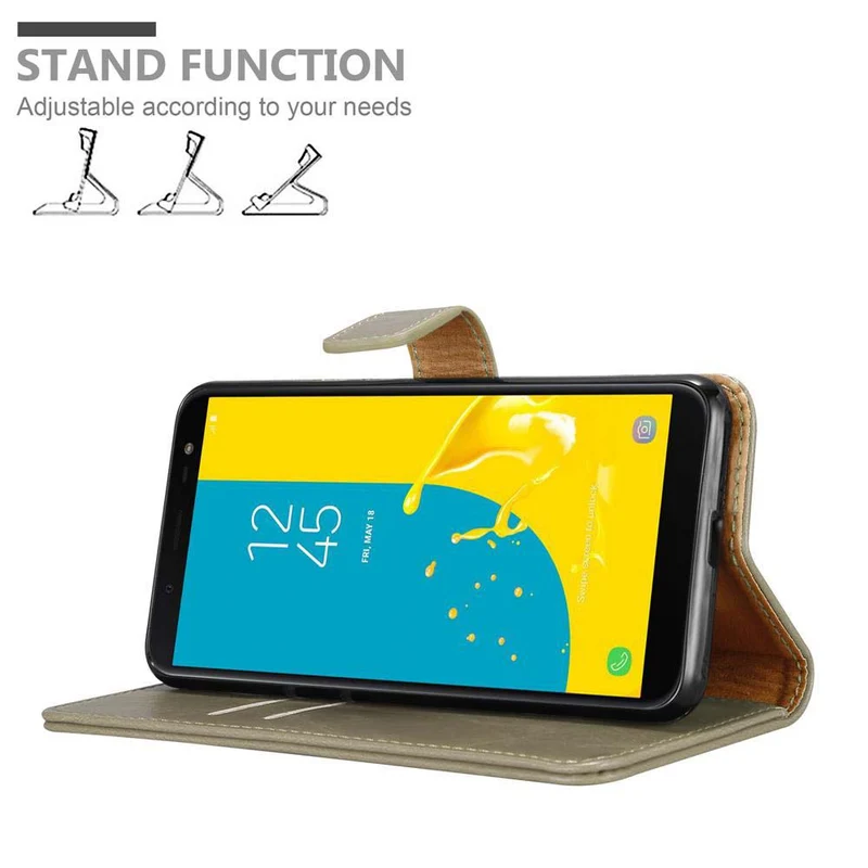 Cadorabo Hülle kompatibel mit Samsung Galaxy J6 2018 Schutzhülle mit Magnetverschluss, Standfunktion und Kartenfach