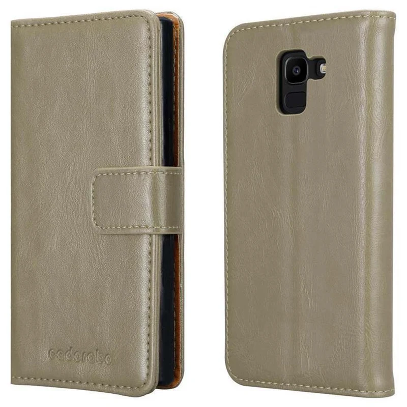Cadorabo Hülle kompatibel mit Samsung Galaxy J6 2018 Schutzhülle mit Magnetverschluss, Standfunktion und Kartenfach
