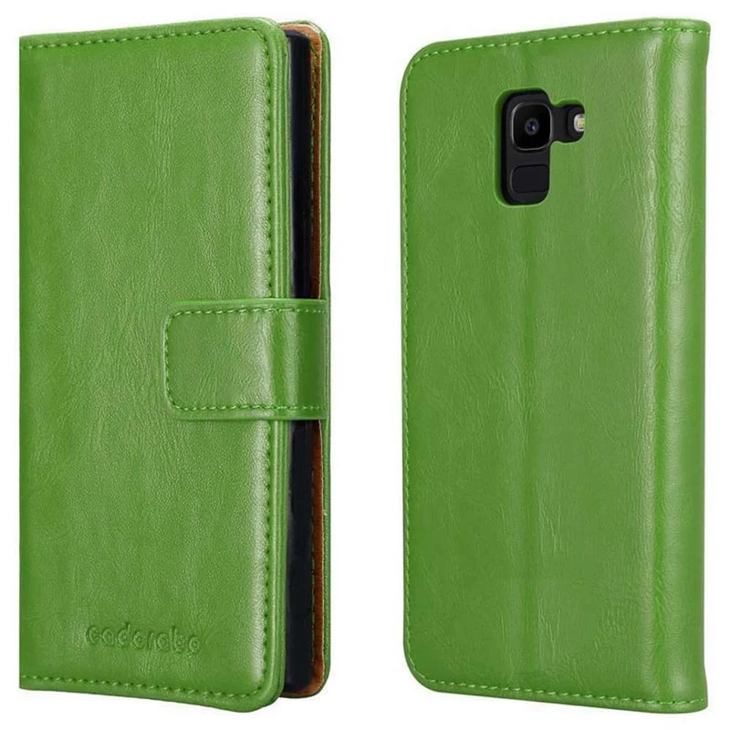 Cadorabo Hülle kompatibel mit Samsung Galaxy J6 2018 Schutzhülle mit Magnetverschluss, Standfunktion und Kartenfach