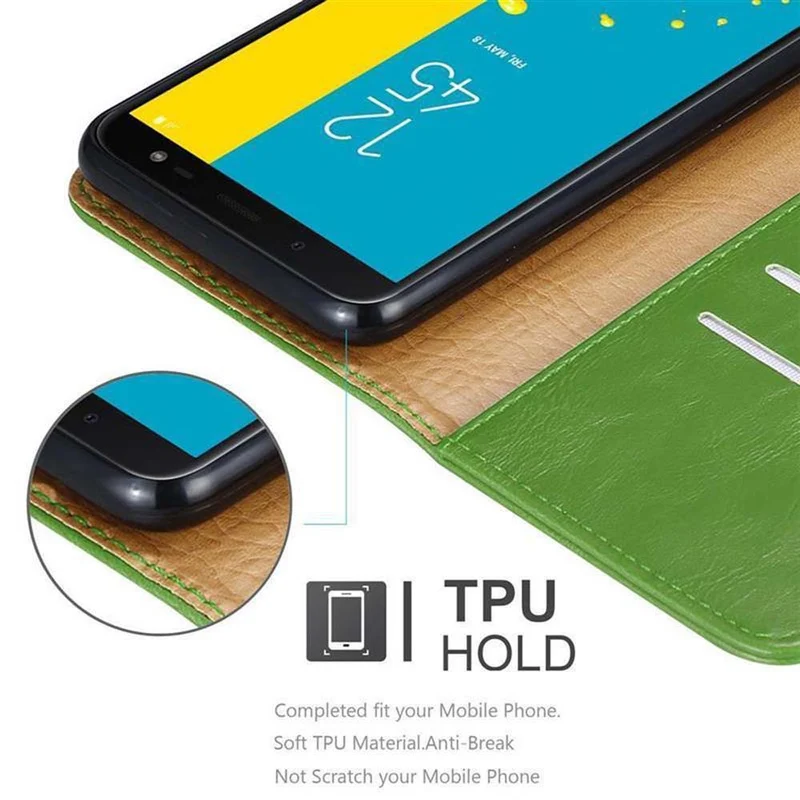 Cadorabo Hülle kompatibel mit Samsung Galaxy J6 2018 Schutzhülle mit Magnetverschluss, Standfunktion und Kartenfach