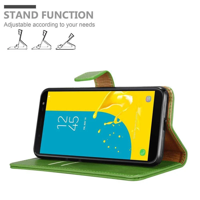 Cadorabo Hülle kompatibel mit Samsung Galaxy J6 2018 Schutzhülle mit Magnetverschluss, Standfunktion und Kartenfach