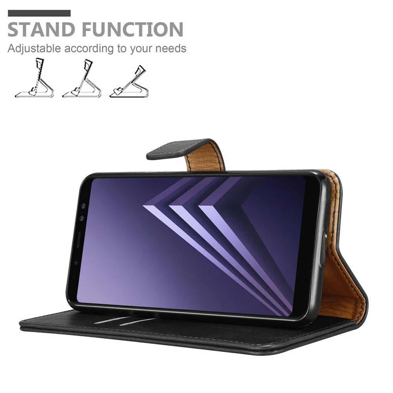 Cadorabo Hülle kompatibel mit Samsung Galaxy A8 2018 Schutzhülle mit Magnetverschluss, Standfunktion und Kartenfach