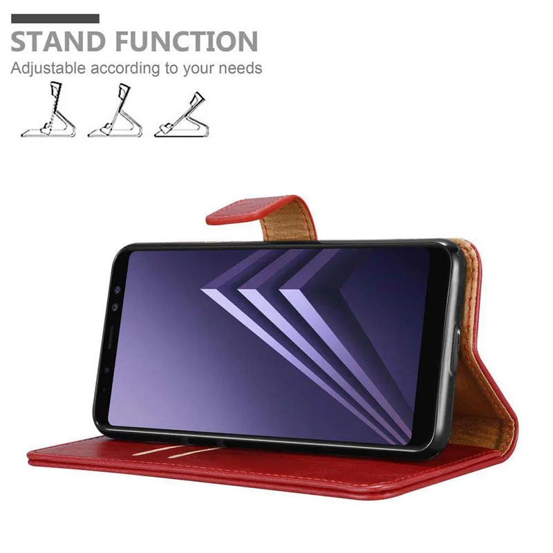Cadorabo Hülle kompatibel mit Samsung Galaxy A8 2018 Schutzhülle mit Magnetverschluss, Standfunktion und Kartenfach