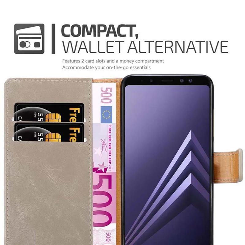 Cadorabo Hülle kompatibel mit Samsung Galaxy A8 2018 Schutzhülle mit Magnetverschluss, Standfunktion und Kartenfach