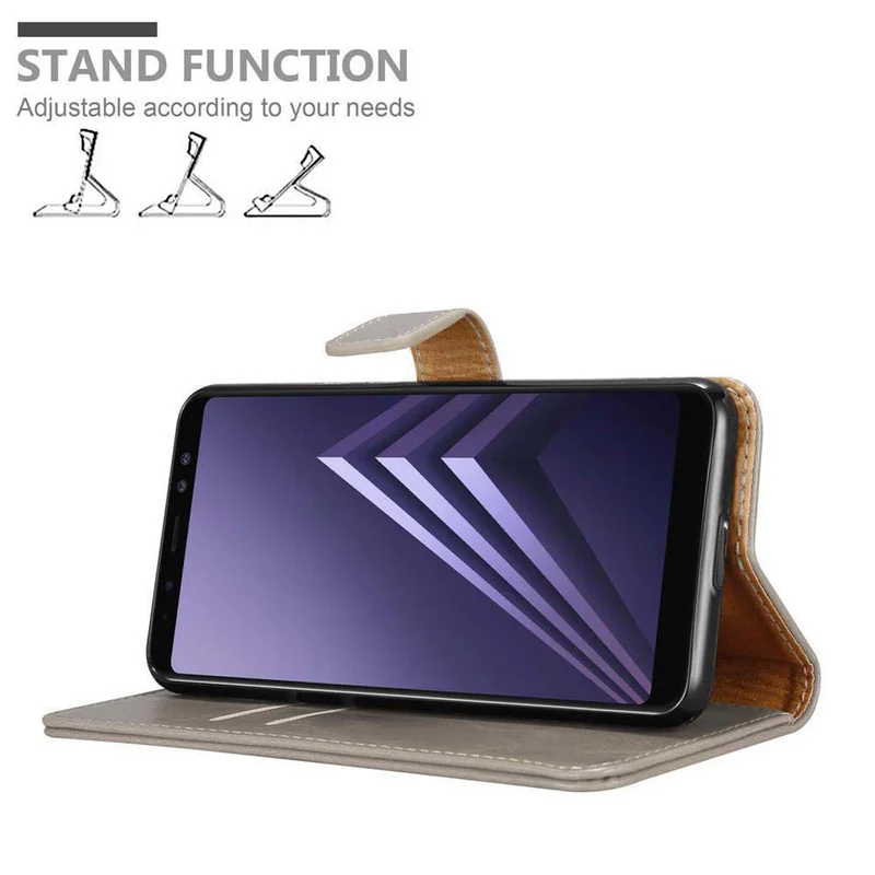 Cadorabo Hülle kompatibel mit Samsung Galaxy A8 2018 Schutzhülle mit Magnetverschluss, Standfunktion und Kartenfach