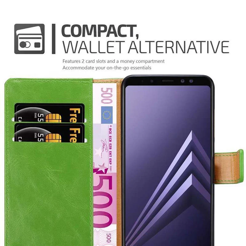 Cadorabo Hülle kompatibel mit Samsung Galaxy A8 2018 Schutzhülle mit Magnetverschluss, Standfunktion und Kartenfach