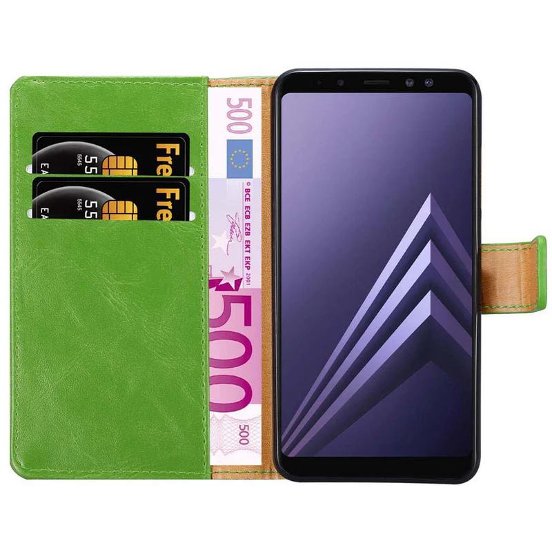 Cadorabo Hülle kompatibel mit Samsung Galaxy A8 2018 Schutzhülle mit Magnetverschluss, Standfunktion und Kartenfach