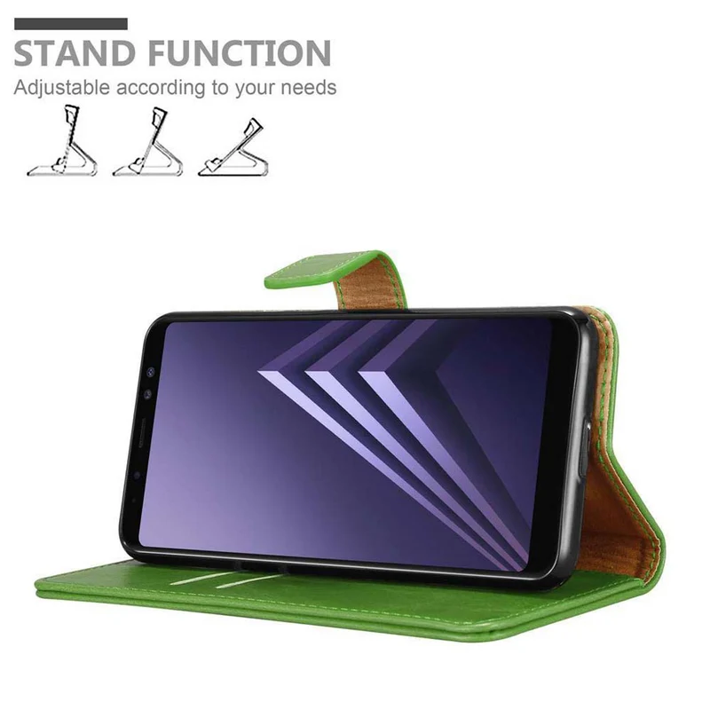 Cadorabo Hülle kompatibel mit Samsung Galaxy A8 2018 Schutzhülle mit Magnetverschluss, Standfunktion und Kartenfach
