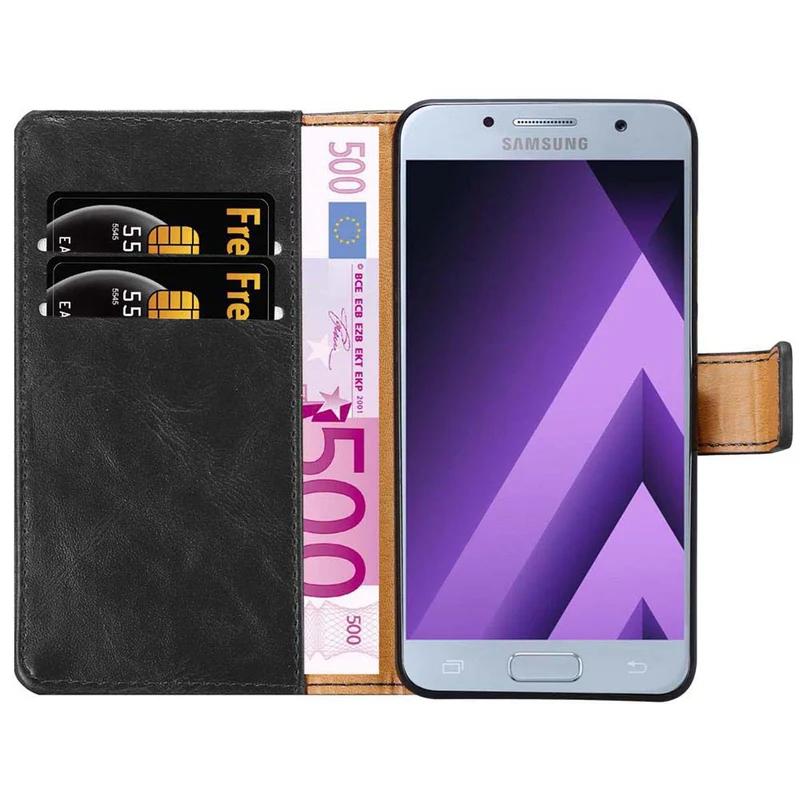 Cadorabo Hülle kompatibel mit Samsung Galaxy A7 2017 Schutzhülle mit Magnetverschluss, Standfunktion und Kartenfach