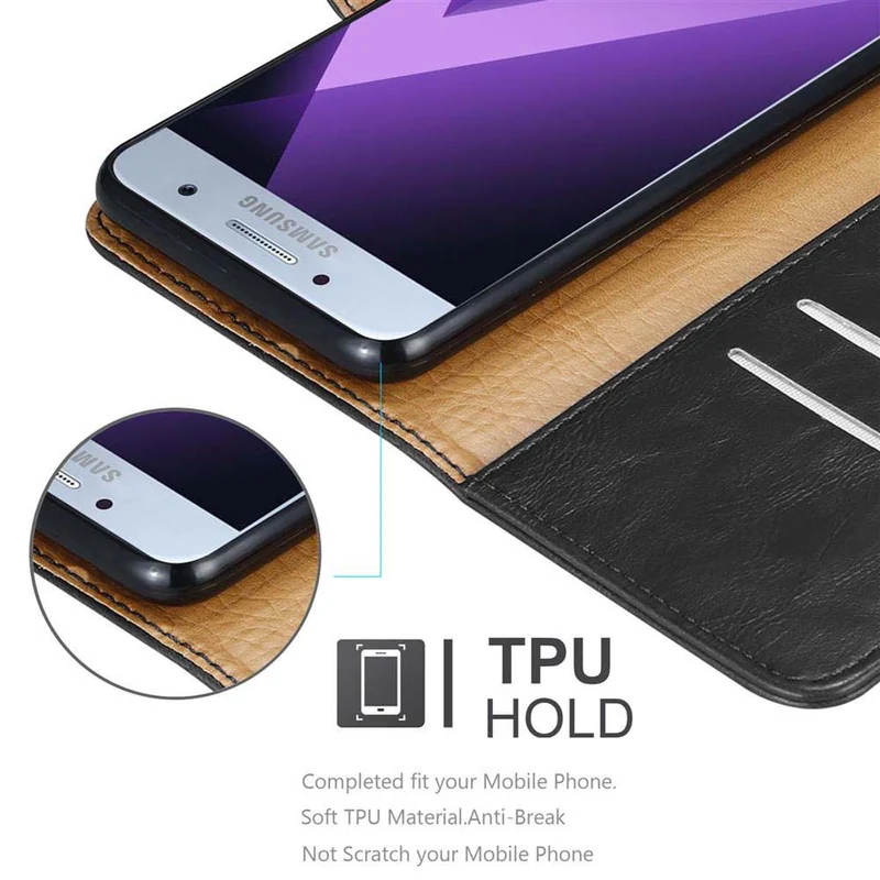 Cadorabo Hülle kompatibel mit Samsung Galaxy A7 2017 Schutzhülle mit Magnetverschluss, Standfunktion und Kartenfach