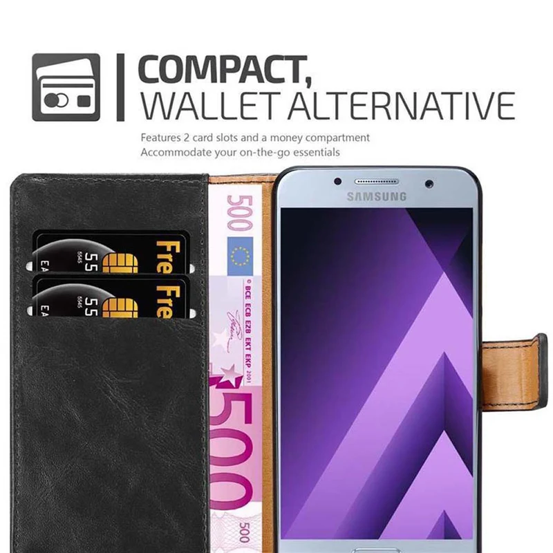 Cadorabo Hülle kompatibel mit Samsung Galaxy A7 2017 Schutzhülle mit Magnetverschluss, Standfunktion und Kartenfach