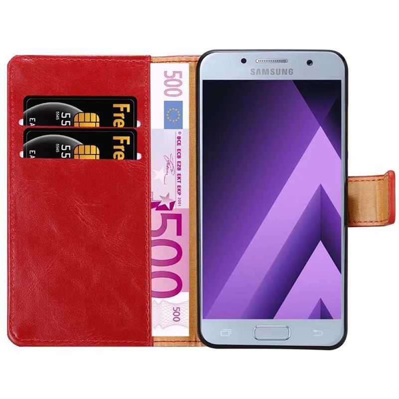 Cadorabo Hülle kompatibel mit Samsung Galaxy A7 2017 Schutzhülle mit Magnetverschluss, Standfunktion und Kartenfach