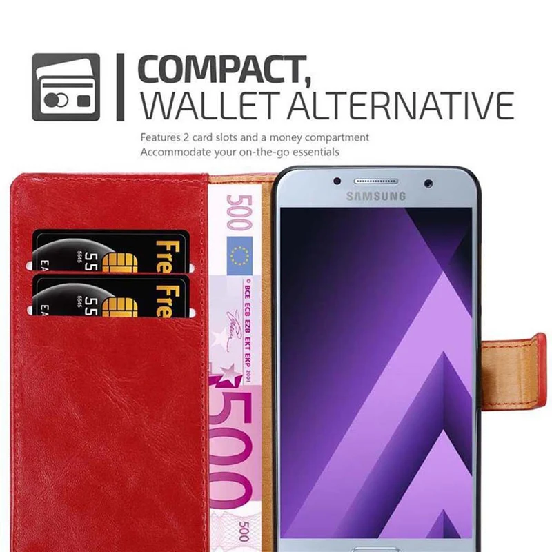 Cadorabo Hülle kompatibel mit Samsung Galaxy A7 2017 Schutzhülle mit Magnetverschluss, Standfunktion und Kartenfach