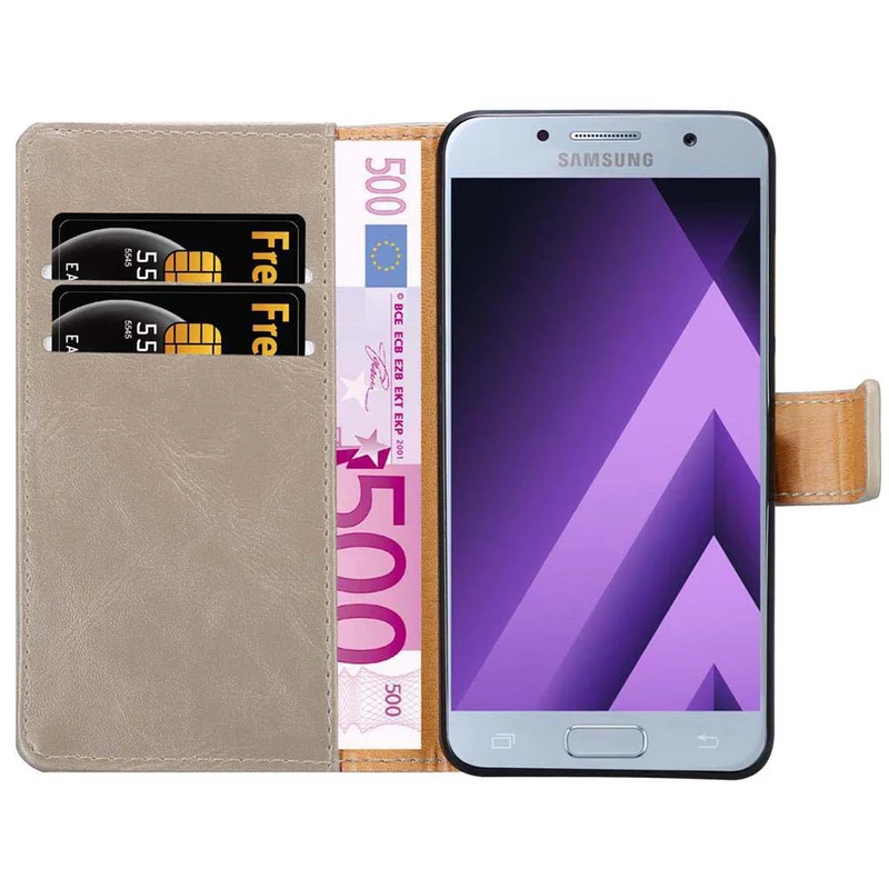 Cadorabo Hülle kompatibel mit Samsung Galaxy A7 2017 Schutzhülle mit Magnetverschluss, Standfunktion und Kartenfach