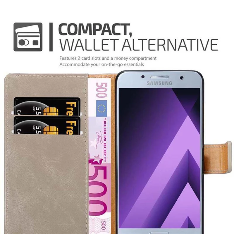 Cadorabo Hülle kompatibel mit Samsung Galaxy A7 2017 Schutzhülle mit Magnetverschluss, Standfunktion und Kartenfach