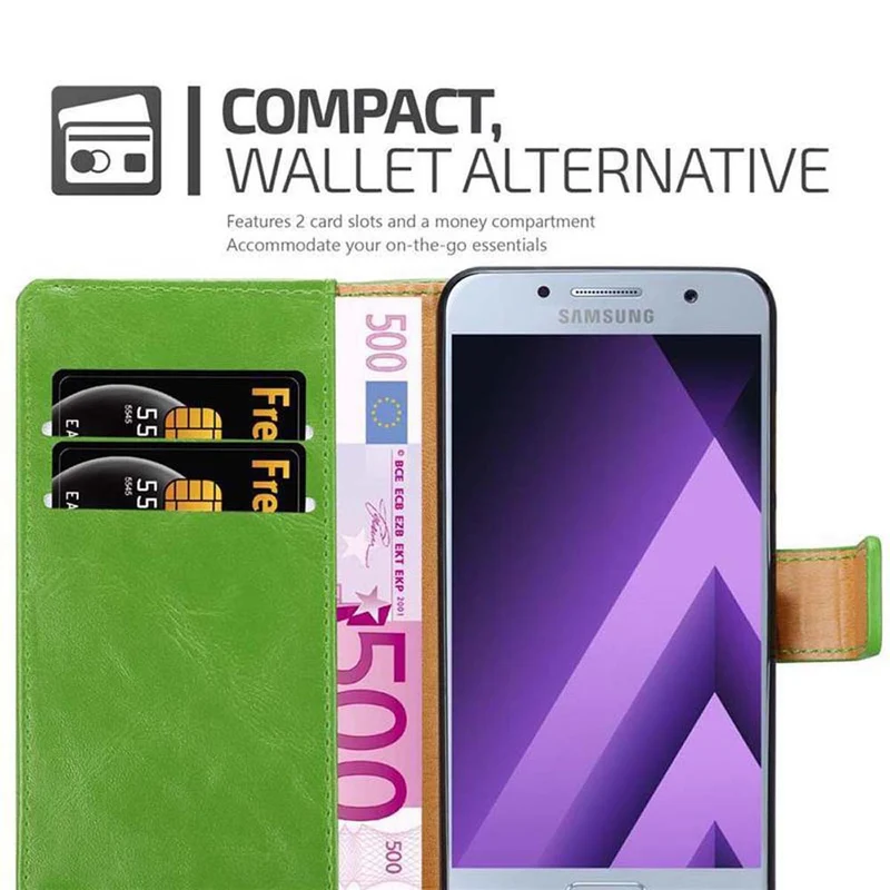 Cadorabo Hülle kompatibel mit Samsung Galaxy A7 2017 Schutzhülle mit Magnetverschluss, Standfunktion und Kartenfach