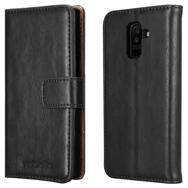 Cadorabo Hülle kompatibel mit Samsung Galaxy A6 PLUS 2018 Schutzhülle mit Magnetverschluss, Standfunktion und Kartenfach