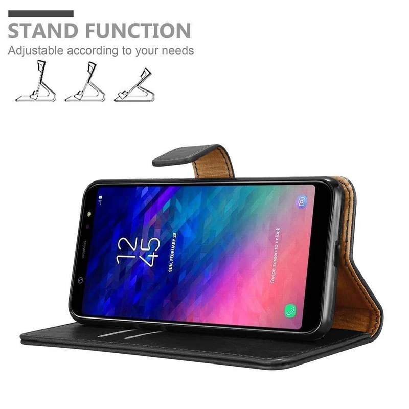 Cadorabo Hülle kompatibel mit Samsung Galaxy A6 PLUS 2018 Schutzhülle mit Magnetverschluss, Standfunktion und Kartenfach