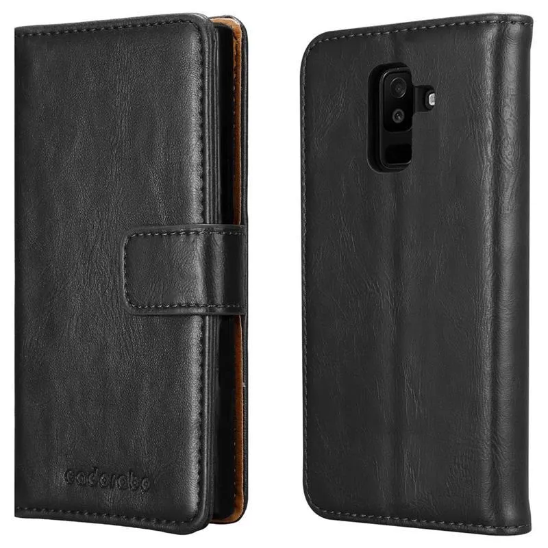 Cadorabo Hülle kompatibel mit Samsung Galaxy A6 PLUS 2018 Schutzhülle mit Magnetverschluss, Standfunktion und Kartenfach
