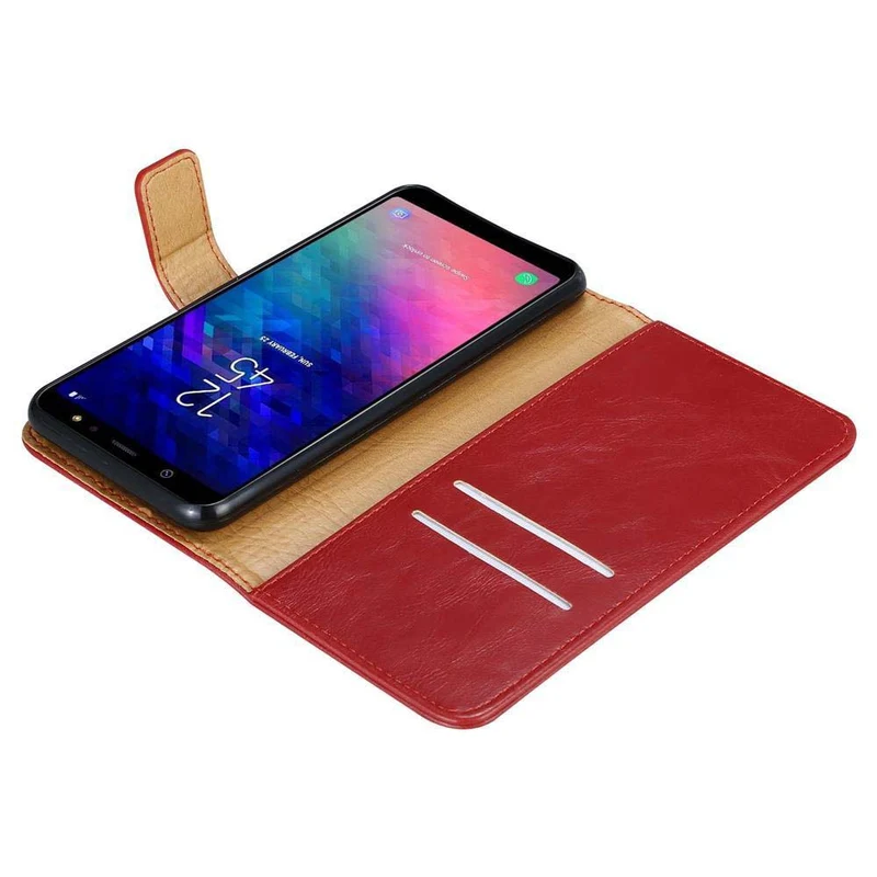 Cadorabo Hülle kompatibel mit Samsung Galaxy A6 PLUS 2018 Schutzhülle mit Magnetverschluss, Standfunktion und Kartenfach