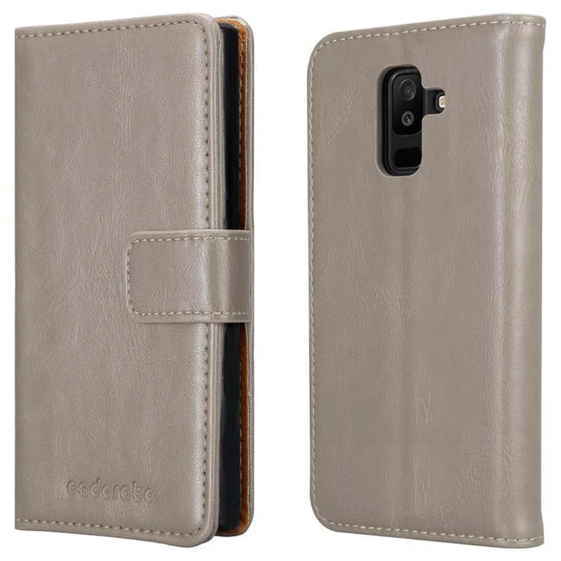 Cadorabo Hülle kompatibel mit Samsung Galaxy A6 PLUS 2018 Schutzhülle mit Magnetverschluss, Standfunktion und Kartenfach