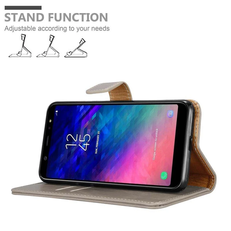 Cadorabo Hülle kompatibel mit Samsung Galaxy A6 PLUS 2018 Schutzhülle mit Magnetverschluss, Standfunktion und Kartenfach