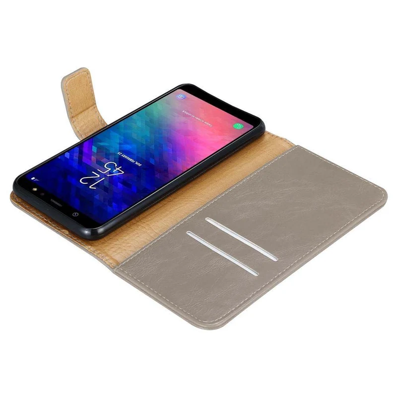 Cadorabo Hülle kompatibel mit Samsung Galaxy A6 PLUS 2018 Schutzhülle mit Magnetverschluss, Standfunktion und Kartenfach