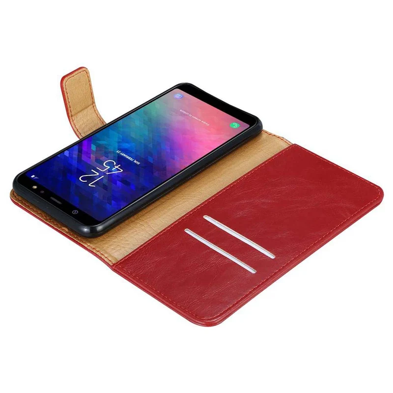 Cadorabo Hülle kompatibel mit Samsung Galaxy A6 2018 Schutzhülle mit Magnetverschluss, Standfunktion und Kartenfach