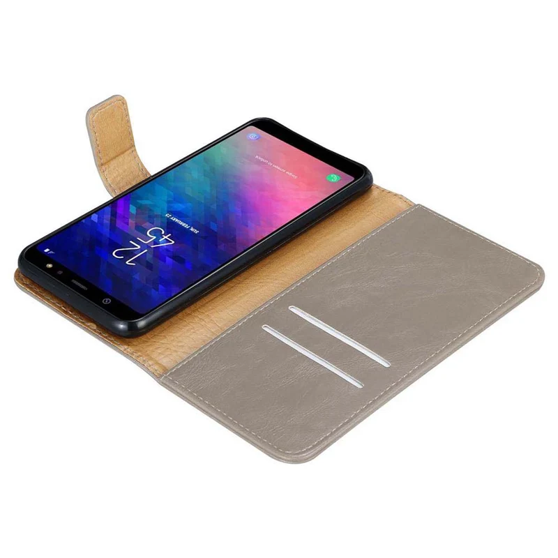 Cadorabo Hülle kompatibel mit Samsung Galaxy A6 2018 Schutzhülle mit Magnetverschluss, Standfunktion und Kartenfach